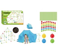 Set asamblare Cort pentru copii, 172 piese, jucarie educationala pentru interior si aer liber, albastru