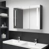 VidaXL Dulap de baie cu oglindă și LED, negru strălucitor, 89x14x62 cm