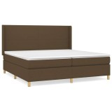 Cumpara ieftin Pat box spring cu saltea, maro inchis, 200x200 cm, textil