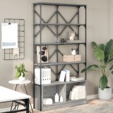 vidaXL Bibliotecă, gri sonoma, 100x26x180 cm, lemn prelucrat/metal