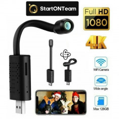 Mini Camera Spion StartONTeam USB de Supraveghere pe mobil, Wireless SmartApp V380Pro cu Senzor de Miscare si Alarma