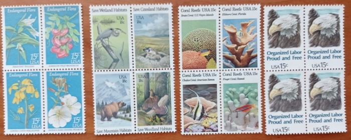 U.S.A-Protectia Naturii-LOT: 4Timbre-in bloc de 4-MNH NESTAMP.-vezi scan
