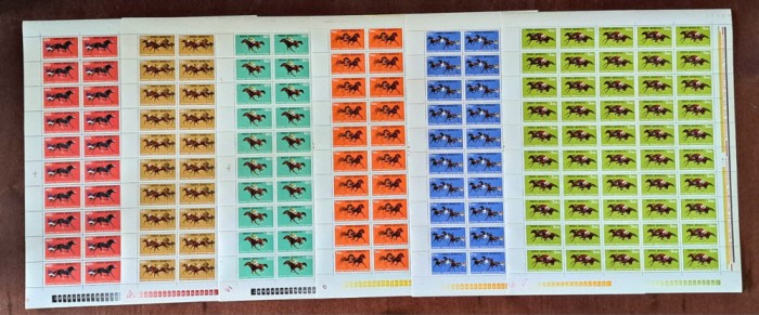 TIMBRE ROMANIA LP841/1974 Centenarul curselor de cai -SET 6 coli -50 - MNH
