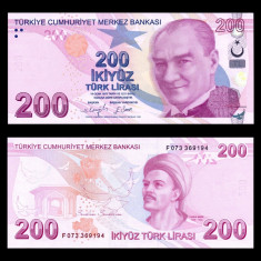 TURCIA █ bancnota █ 200 Lira █ 2009 █ P-227e █ Seria F █ UNC █ necirculata