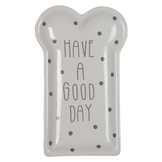 Farfurie ceramica alba gri 10x17x2 cm