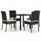 Set de masa si scaune de exterior, 5 piese, negru, poliratan