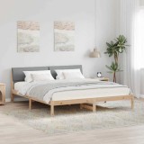Cumpara ieftin Cadru de pat Maro si gri deschis 200 x 200 cm Lemn masiv de pin