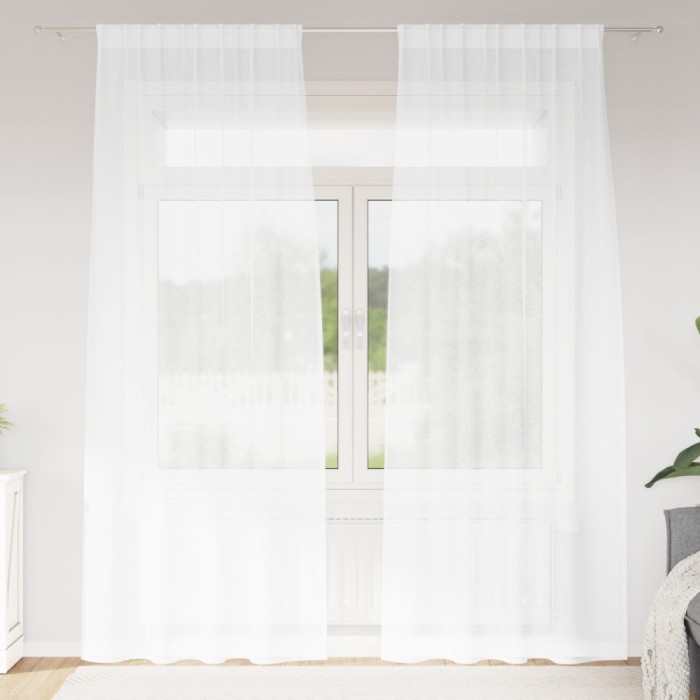 vidaXL Perdele cu perdele 2 pcs Alb 140 x 225 cm Poliester