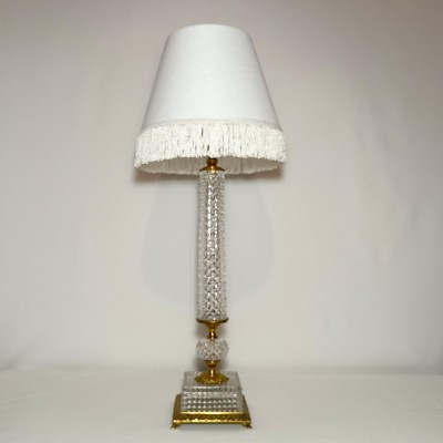 Veioza accent &amp;icirc;naltă, Art Deco, cristal, bronz aurit, vintage foto
