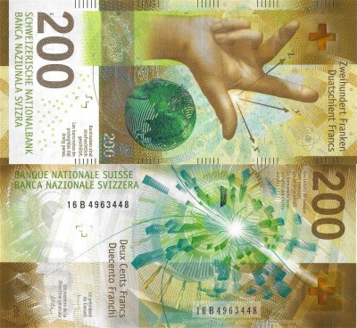 ELVETIA █ bancnota █ 200 Franken █ 2016 █ P-78c Studer Maechler█ UNC necirculata foto