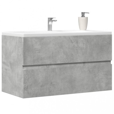 Dulap suspendat de baie, gri beton 80x38,5x45 cm lemn prelucrat foto