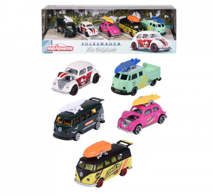 MAJORETTE SET 5 MASINUTE DIN METAL VOLKSWAGEN 7.5CM