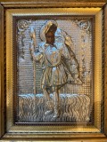 Icoană veche. Sf&acirc;ntul Cristofor/Hristofor, alpaca, 28 x 24 cm, rama dubla, sticlă, stare buna, ortodoxie, credinta
