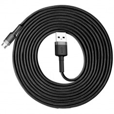 Cablu Baseus Cafule Sârmă împletită Din Nailon Durabil USB / Micro USB 2A 3M Negru-gri (CAMKLF-HG1)