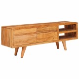 Cumpara ieftin Cabinet TV cu raft Maro 110 x 30 x 40 cm Lemn Solid de Acacia