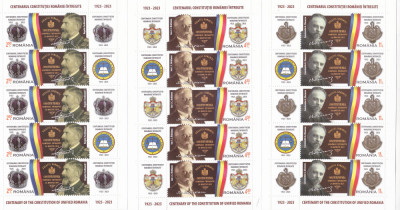 ROMANIA 2023 CENTENARUL CONSTITUTIEI ROMANIEI -Minicoli 5 tb+5 viniete LP.2410 foto