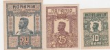 ROMANIA 10 BANI 1917, 25 BANI 1917, 50 BANI 1917 Ferdinand UNC