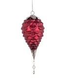 Ornament brad Craciun sticla rosie metal argintiu &Oslash;11x22h