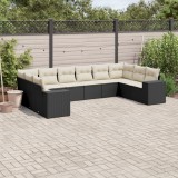vidaXL Set canapele de grădină cu perne, 10 piese, negru, poliratan 3255403