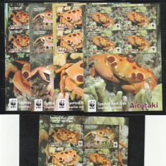 Aitutaki 2014- Fauna,WWF,Crustacee,Crabi,serie,coli suvenir si bloc,MNH,Mi.Bl.99