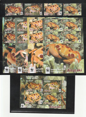 Aitutaki 2014- Fauna,WWF,Crustacee,Crabi,serie,coli suvenir si bloc,MNH,Mi.Bl.99 foto