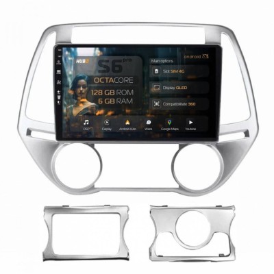 Navigatie Hyundai I20 (2012-2014) 6GB RAM Android 13 Octacore Slot Sim 4G DSP GPS Wi-FI Carplay Android Auto USB Bluetooth Waze Touchscreen 9 Inch foto