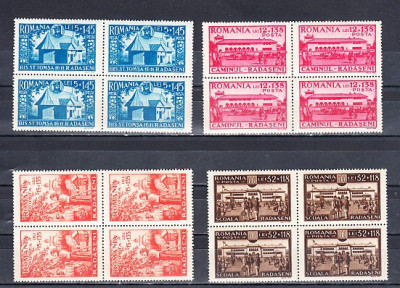 M1 TX7 9 - 1944 - Caminul cultural Radaseni - perechi de cate patru timbre foto