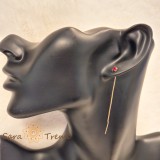 Cercei Ruby Line , Cristal rosu 6 cm placati aur 18K Brazilia