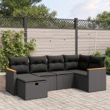 Cumpara ieftin Gossi set mobilier de gradina cu perne, 6 piese, negru, poliratan
