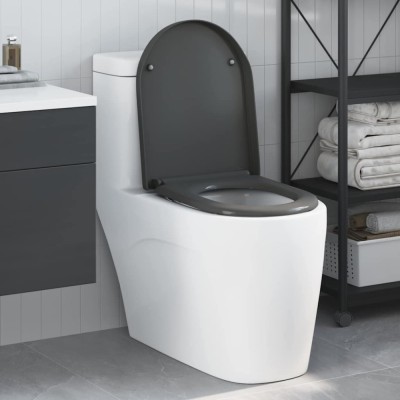 Capac WC cu eliberare rapidă &amp;icirc;nchidere lentă antracit duroplast foto