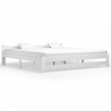 VidaXL Cadru de pat, alb, 200 x 200 cm, lemn masiv de pin