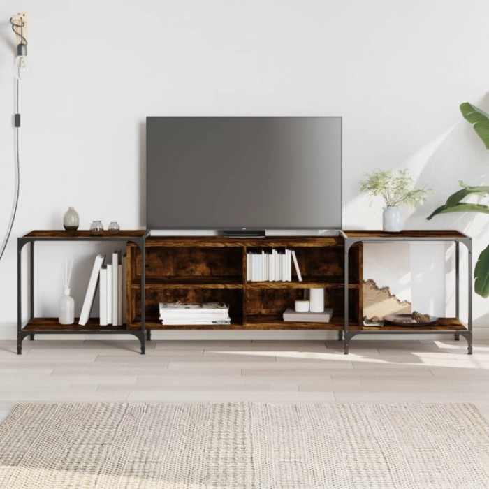 vidaXL Comodă TV, stejar fumuriu, 203x37x50 cm, lemn prelucrat 837609