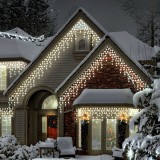 Ghirlanda luminoasa tip perdea Premium 300 LED-uri, 14,5m, 18Wati, interior/exterior, cu flash, alb rece Household NewTrend