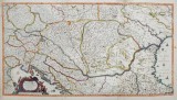 Totius Regni Hungariae, Maximaeques Partis Danubii Fluminis, Regatul Ungariei si Fluviul Dunarea , Nicolaum Visscher, 1695