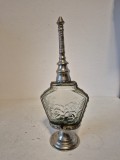 Sticlă Parfum Orientală Vintage &ndash; Stropitoare Apă de Trandafir (Aspergeoir), Sticlă și Metal (24 cm)