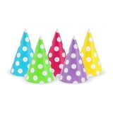 Set 10 coifuri petrecere din Hartie cu Buline, Multicolor