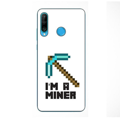 Husa compatibila cu Huawei P30 Lite Silicon Gel Tpu Model Minecraft Miner foto