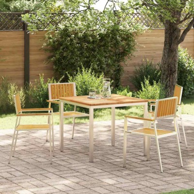 vidaXL Set de masă pentru grădină 5 pcs Maro Lemn masiv de tec 3334798 foto