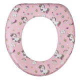 Reductor WC Copii Honey Baby, Model Unicorni, Fete, Culoare Roz, Dimensiuni 29x27cm