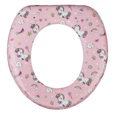 Reductor WC Copii Honey Baby, Model Unicorni, Fete, Culoare Roz, Dimensiuni 29x27cm foto