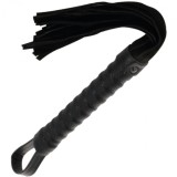 DARKNESS - BLACK BONDAGE WHIP WITH LEATHER HANDLE, DARKNESS SENSATIONS