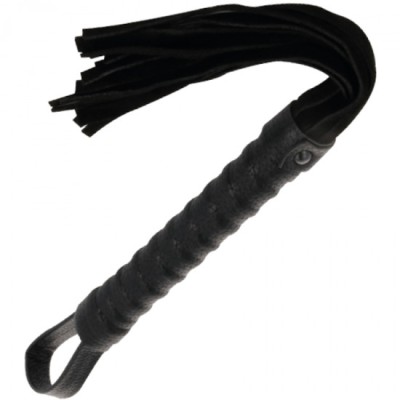 DARKNESS - BLACK BONDAGE WHIP WITH LEATHER HANDLE foto