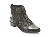 Ghete RIEKER negre, Y07C9, din piele naturala
