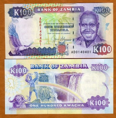 !!! ZAMBIA - 100 KWACHA (1991) - P 34 - UNC foto