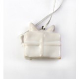 Decoratiune Craciun - Ceramic Present on String, white 4x3cm | Drescher