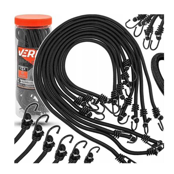 Carlige din cauciuc de fixare pentru bagaje, 8 mm, 8 piese, Verke