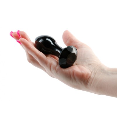 Dop Anal Din Sticla Crystal Gem, Negru, 9 cm foto