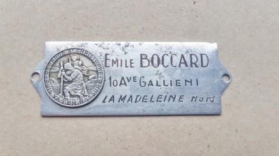 C906-Reclama veche Emille Boccard cu Sf. Christofor cu Pruncul in medalion. foto