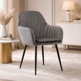 Cumpara ieftin Scaun stil fotoliu bucatarie/living, Artool, Lugo, catifea, metal, gri si negru, 57.5x56.5x86.5 cm