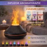 Cumpara ieftin SMARTECH Difuzor de ulei esential tip flacara, aromaterapie, umidificator de aer, rezervor 130ML,cu lumina veghe ajustabila + 3 Uleiuri Cadou